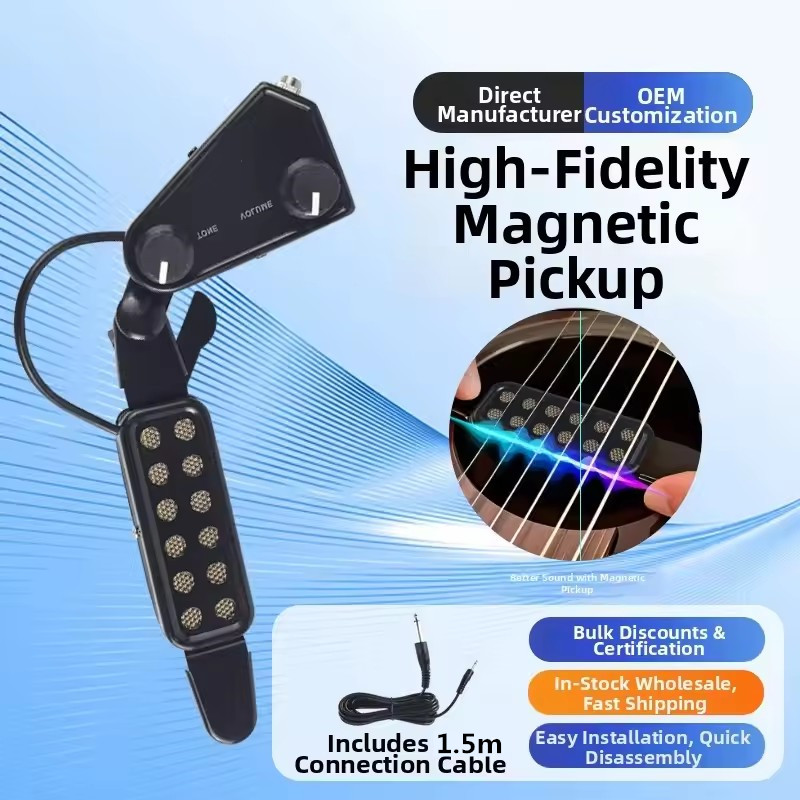 Acoustic Guitar Pickup with Volumes Tone Tuner 12 Sound Hole Pickup Transducer Musical Instruments Accessories