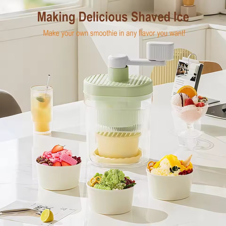 Shaved Ice Machine Small Manual Ice Crusher Home Hand-cranked Machine Making Smoothie Machine Practical Portable Ice Cream Tools