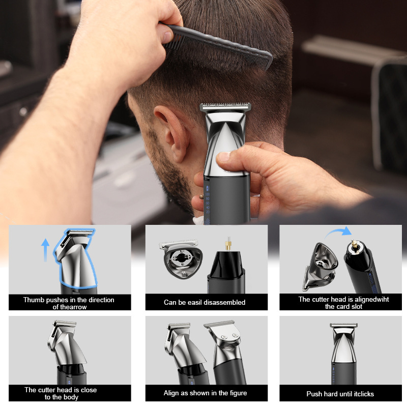 Men's Hair Clipper Set 4-in-1 Electric Pusher Nose Hair Trimmer Electric Shaver Electric Push Clipper