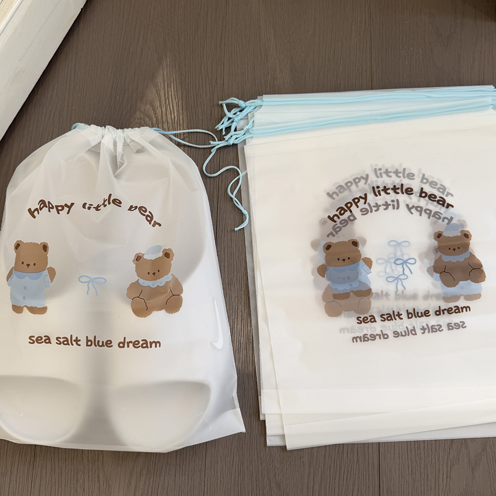 Waterproof Drawstring Storage Bag Cute Bear Dustproof Moistureproof Shoe Bag Clothing Organizer Travel Portable Bag