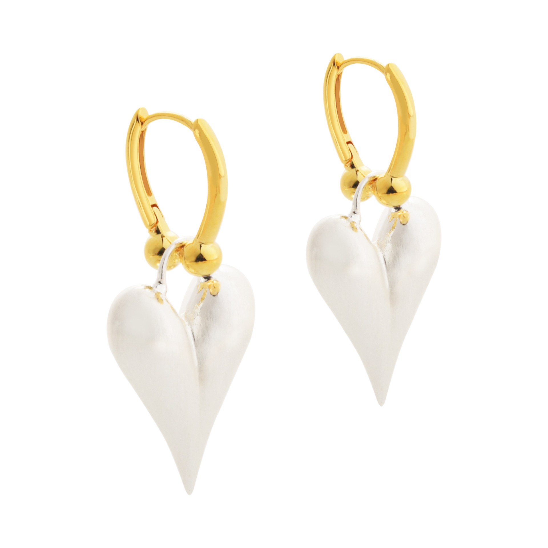 European and American New Women's Contrasting Brushed Peach Heart Ear Buckle Copper Plated Heart-shaped Earrings Light luxury