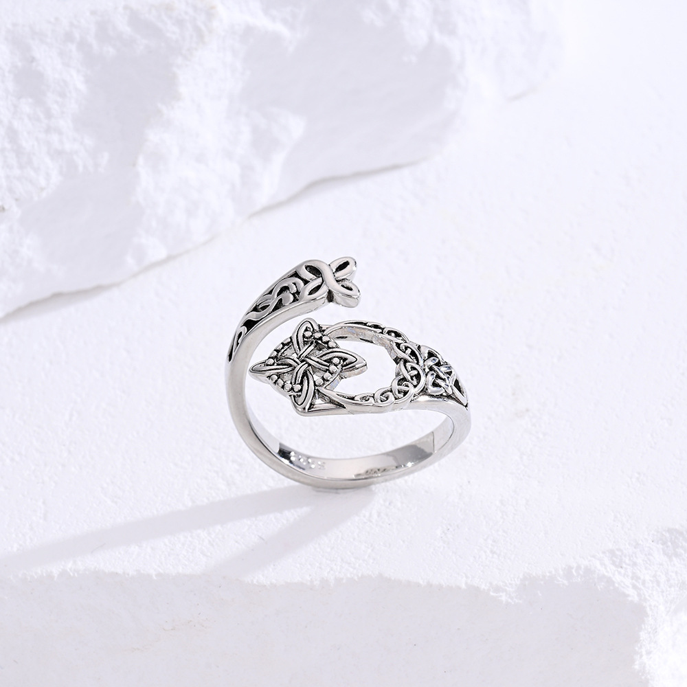 Men's new fashion trend retro hollow Celtic knot ring versatile casual light luxury unisex open index finger ring ring