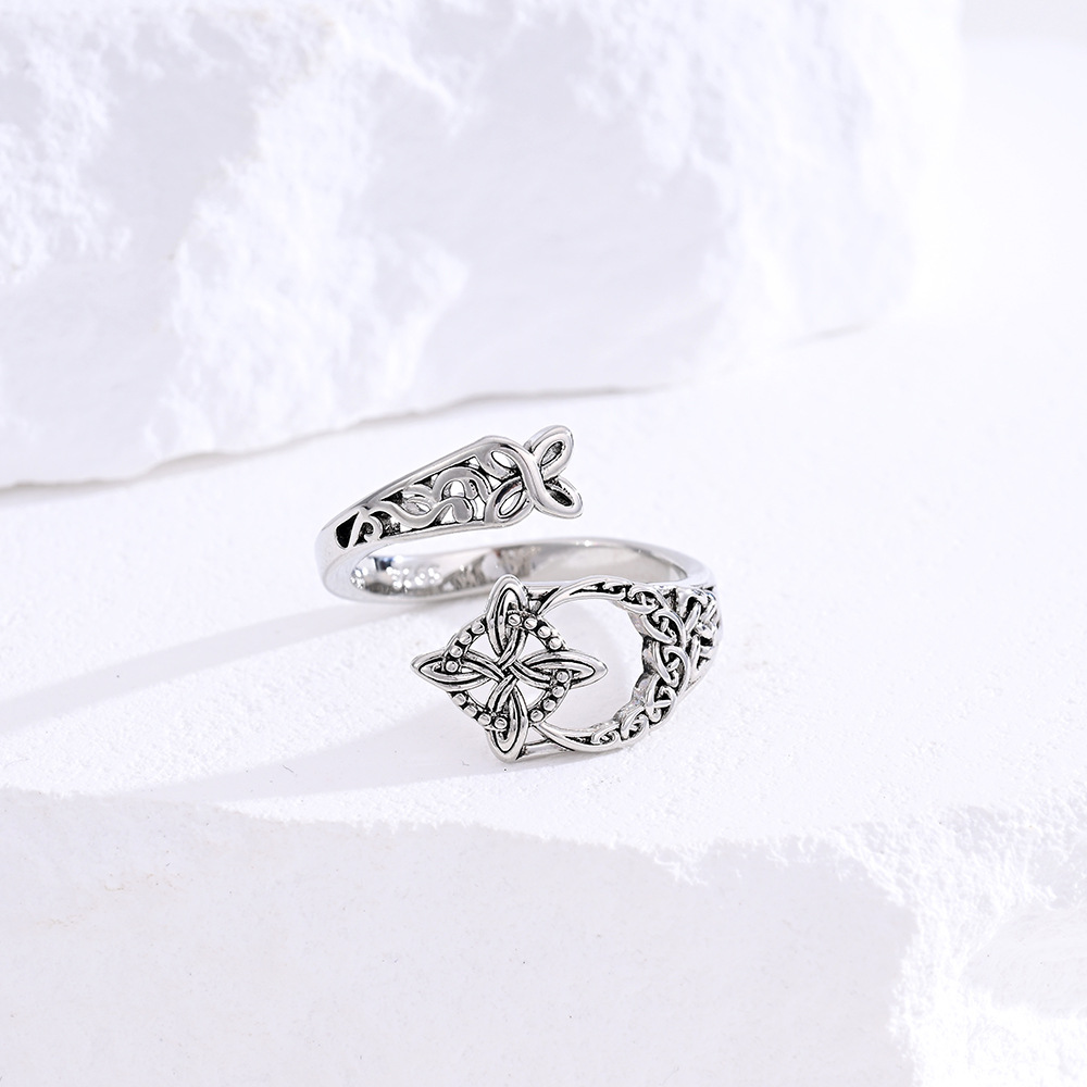 Men's new fashion trend retro hollow Celtic knot ring versatile casual light luxury unisex open index finger ring ring