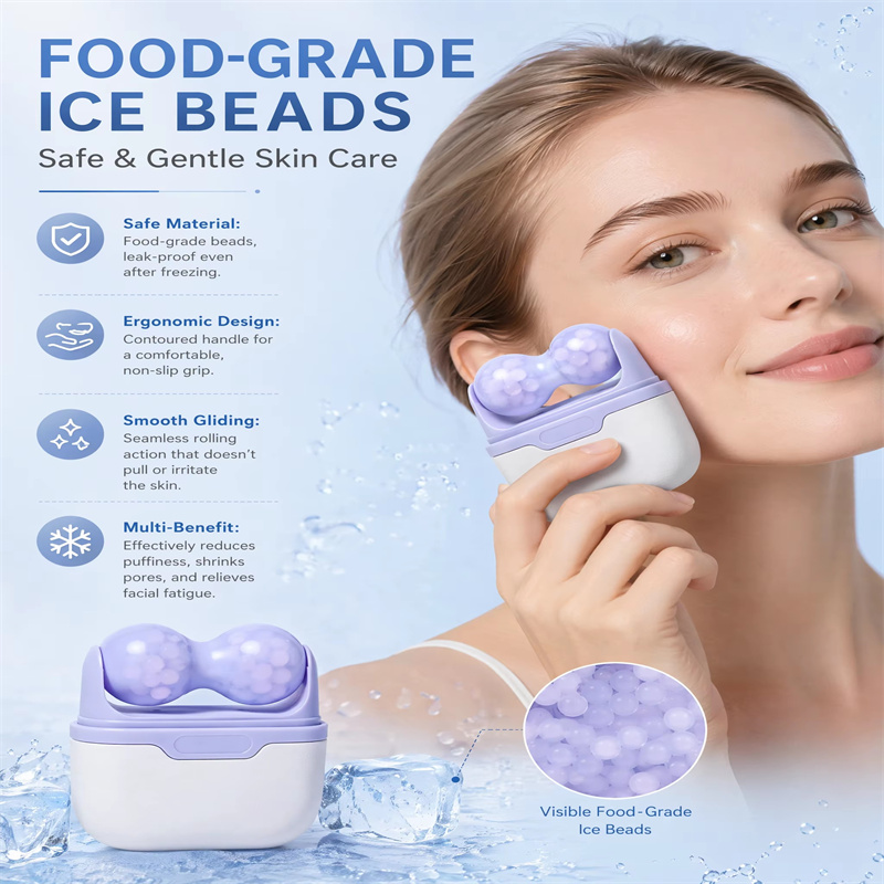 Double Head Ice Roller for Face Blue Pink Purple Green Reusable Beauty Skin Lifting Tool Skin Tightening W/V Shaped