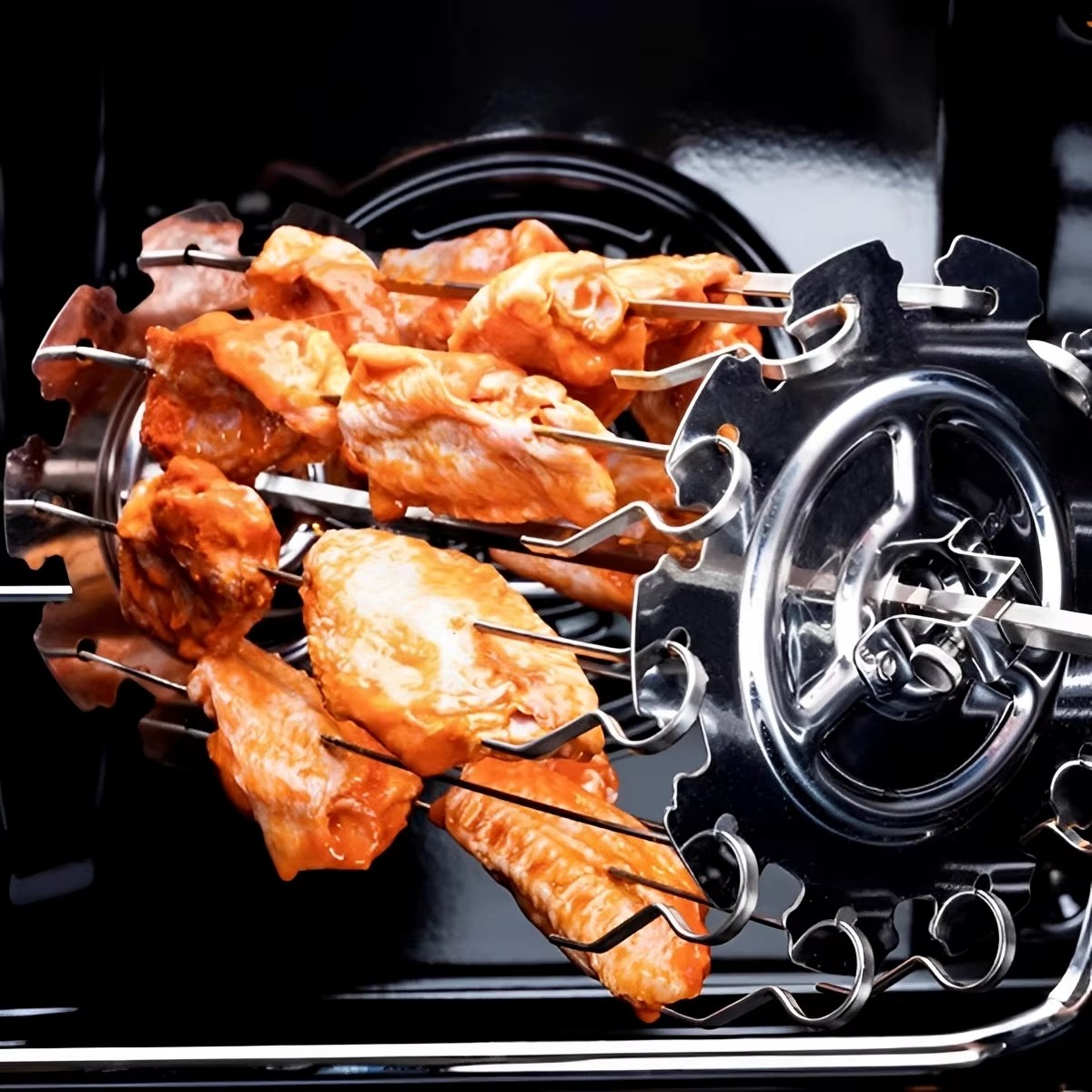 BBQ Grill Oven Meat Kebab Rack Easy Flip Grill Kebab Maker for Home Party Cooking Picnic BBQ NonStick Roaster Skewer Needle Cage