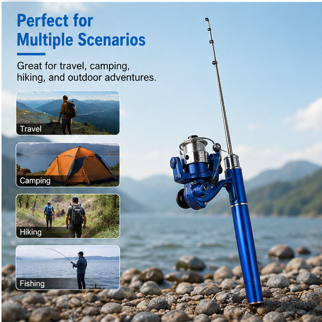 Pen fishing rod 1M mini spinning wheel fishing rod telescopic pocket rod fishing rod fishing line fish pen lure fishing rod