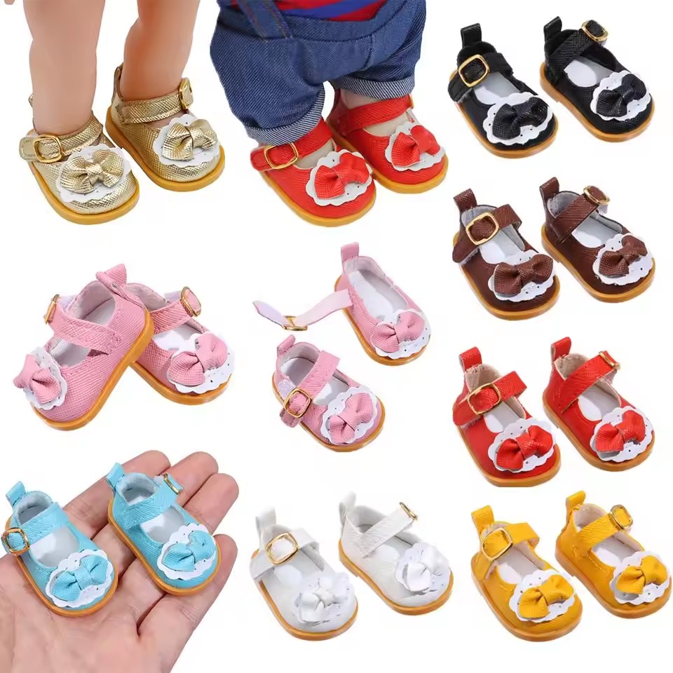 5cm PU Leather Doll Shoes Rabbit Bow,Flower Shoes Sandal Sneakers Boots For 14inch American doll,EXO,Cotton Doll,Nancy,Dolls Toy