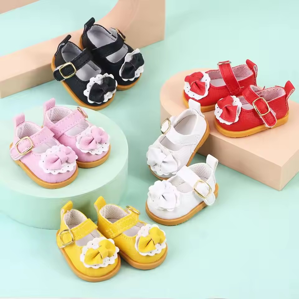 5cm PU Leather Doll Shoes Rabbit Bow,Flower Shoes Sandal Sneakers Boots For 14inch American doll,EXO,Cotton Doll,Nancy,Dolls Toy