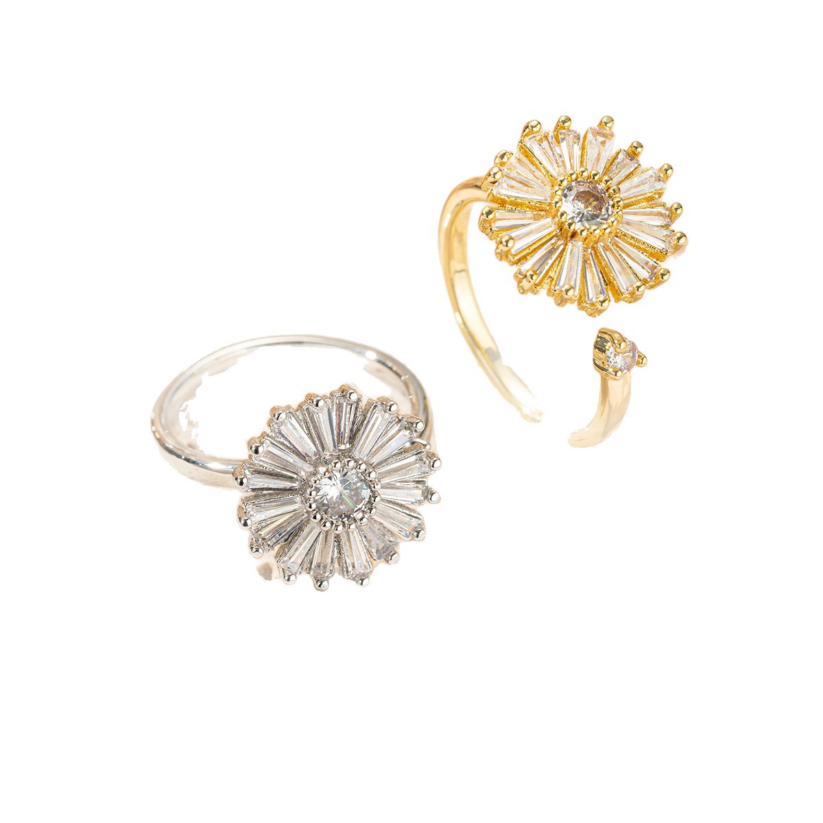 A niche  fresh  minimalist design with versatile chrysanthemums  micro inlaid zircon  adjustable opening  and rotating ring