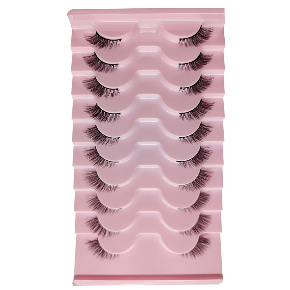 False eyelashes, half eyelashes, thick curled eyelashes, synthetic fiber, ten pairs of eyelashes