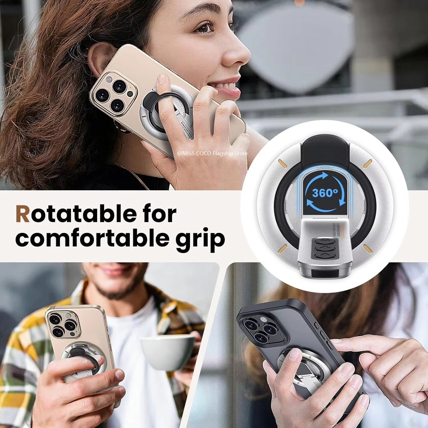 Original Metal for MagSafe Phone Grip Stand Magnetic Finger Ring Holder Double-Sided Magnetic Phone Stand for iPhone 17 16 15 14