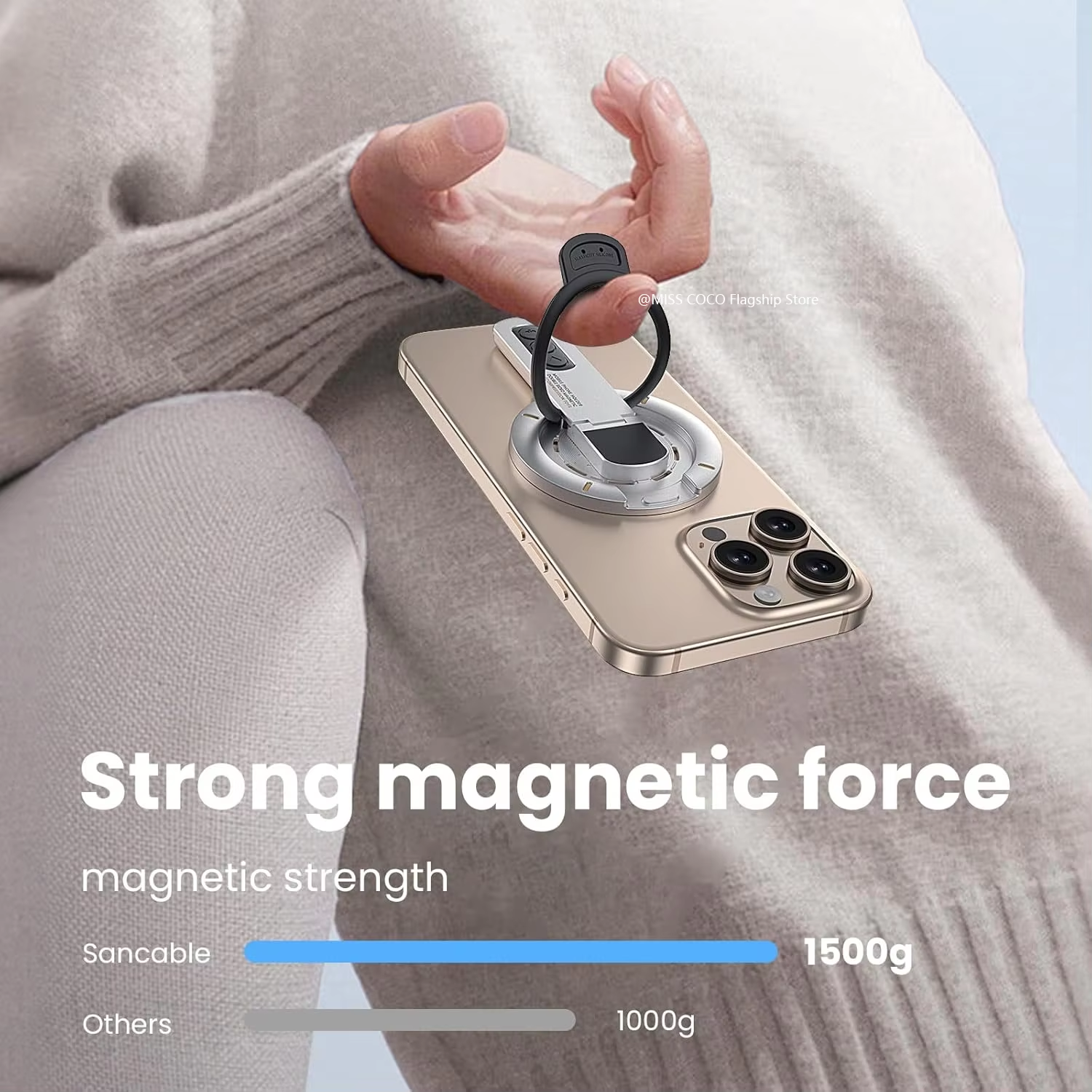 Original Metal for MagSafe Phone Grip Stand Magnetic Finger Ring Holder Double-Sided Magnetic Phone Stand for iPhone 17 16 15 14