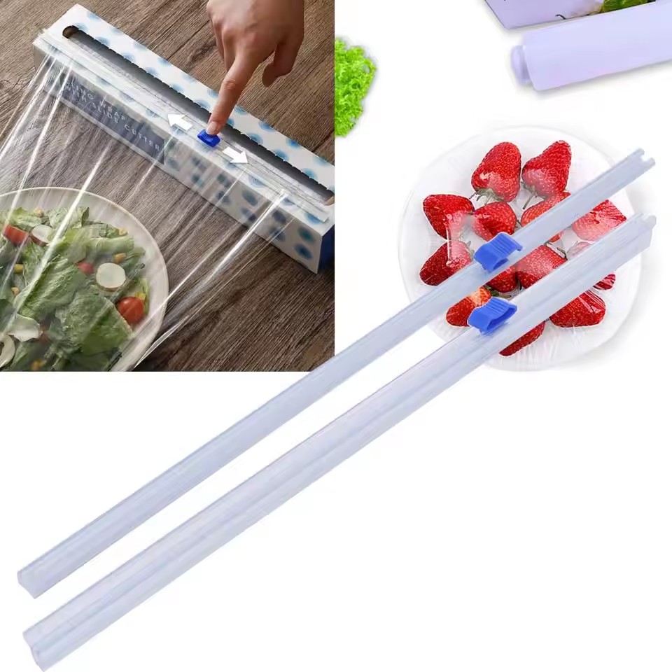 1PC Reusable Plastic Wrap Dispensers and Foil Film Cutter Food Cling Film Cutter Food Wrap Dispenser Cutter Kitchen Tool