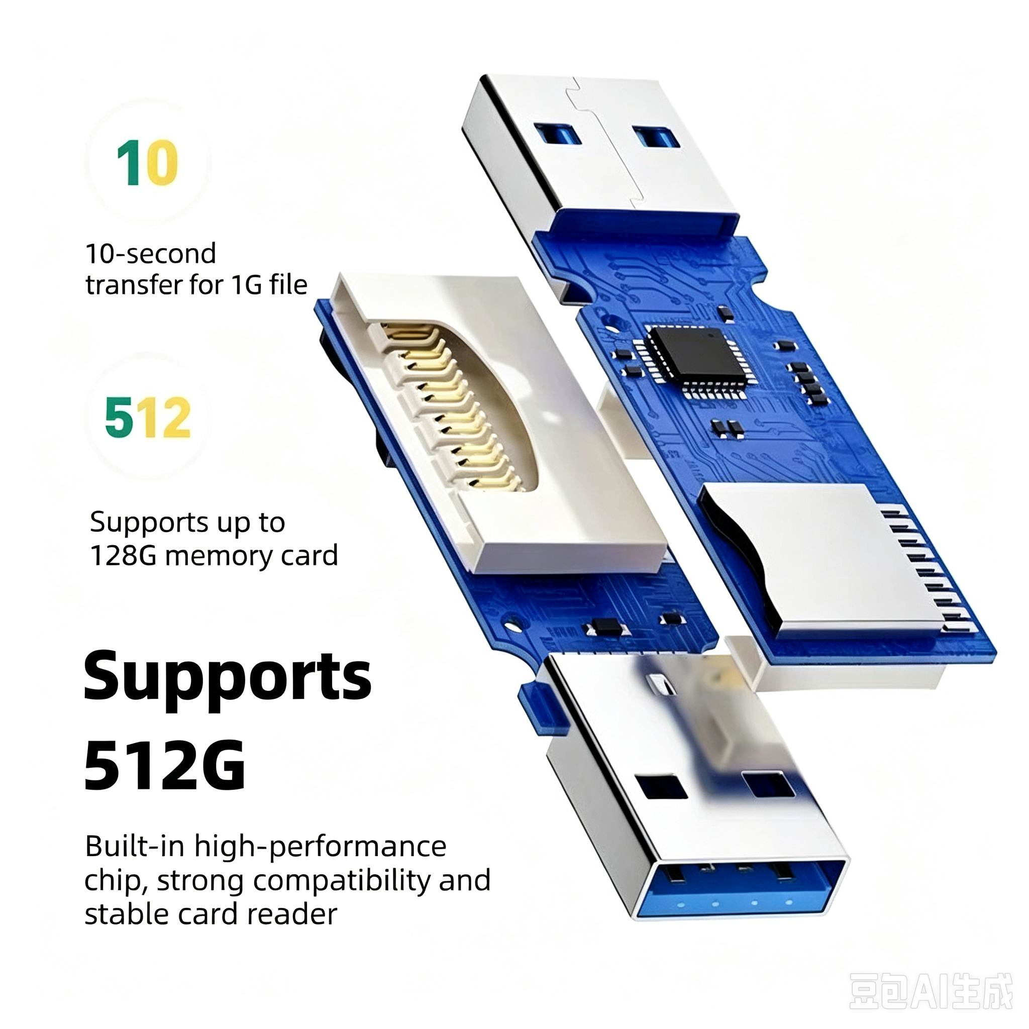 2 in 1 USB 3.0 Card Reader Micro TF sd card Reader usb adapter High Speed Cardreader TF Memory card For PC Laptop Accessories