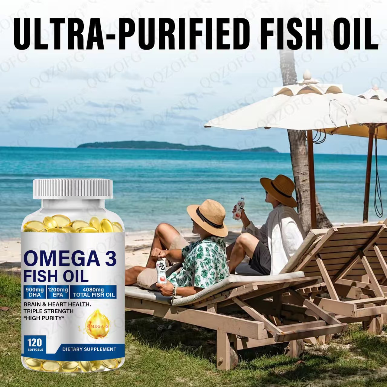 Omega-3 Fish Oil Softgel Capsules 120 Count Supplement for Immune Support & Daily Wellness