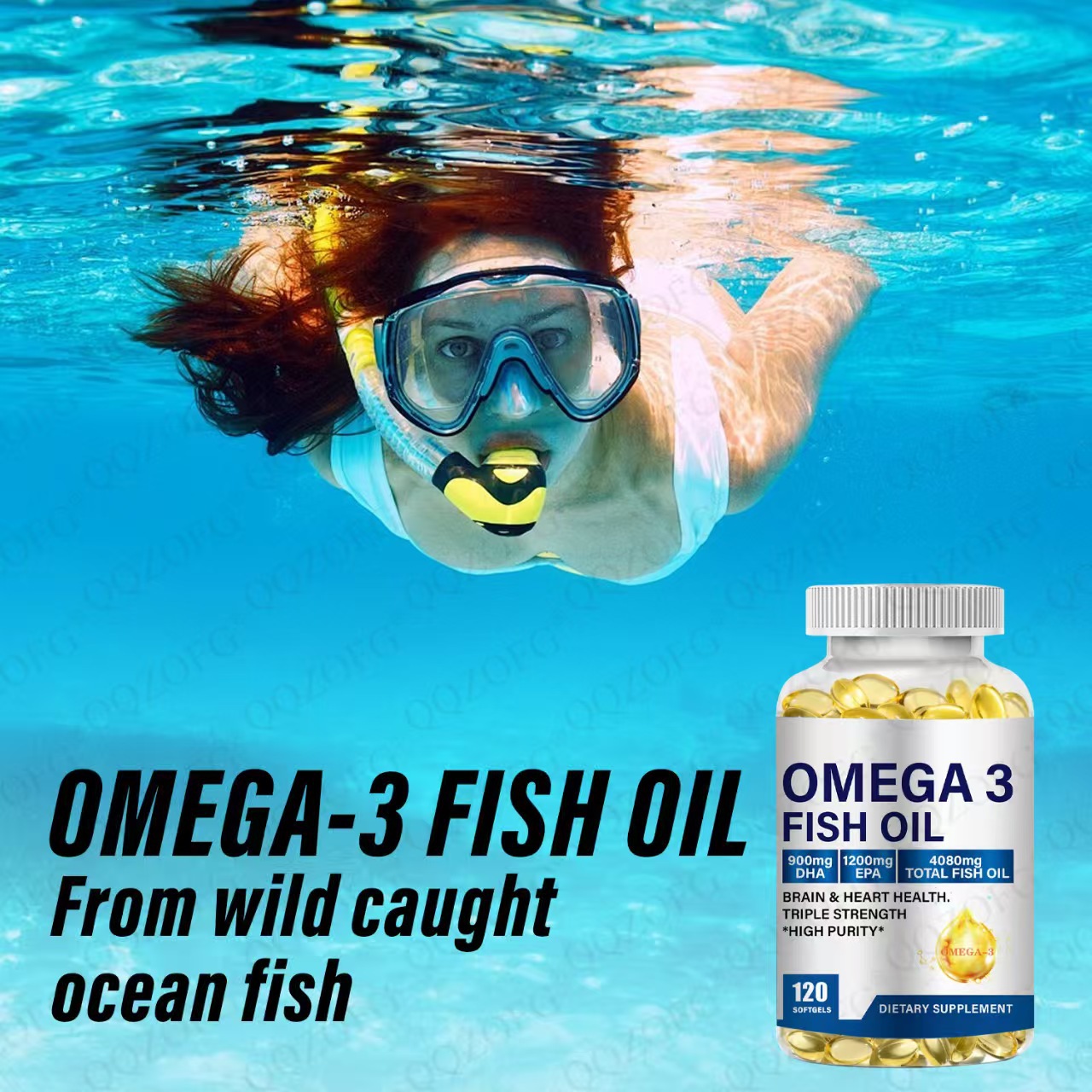 Omega-3 Fish Oil Softgel Capsules 120 Count Supplement for Immune Support & Daily Wellness