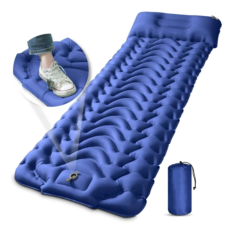 Camping Sleeping Pad, Ultralight Camping Mat with Pillow Built-in Foot Pump