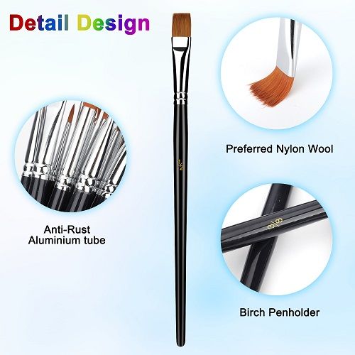 Paint Brushes Set, 18pcs Wooden Handles Artist Brushes with Art Brush Case for Oil Painting