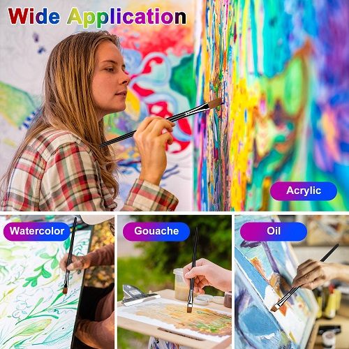 Paint Brushes Set, 18pcs Wooden Handles Artist Brushes with Art Brush Case for Oil Painting