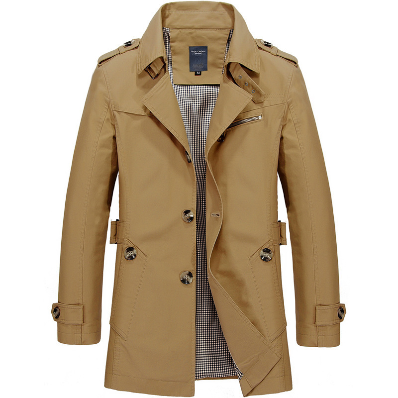 New Top Men's Cotton Large Size Medium Long Jacket Men's Casual Solid Color Jacket Men's