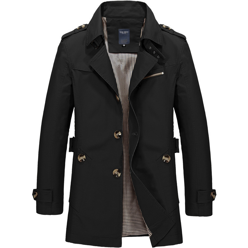 New Top Men's Cotton Large Size Medium Long Jacket Men's Casual Solid Color Jacket Men's