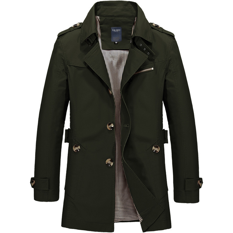 New Top Men's Cotton Large Size Medium Long Jacket Men's Casual Solid Color Jacket Men's