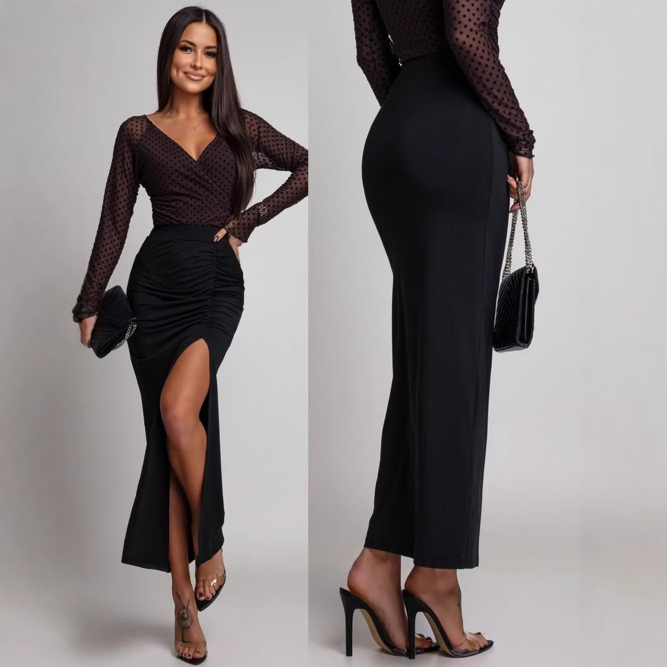 Free delivery of high-quality 2026 new summer women's clothing hot selling half skirt soft slit half skirt