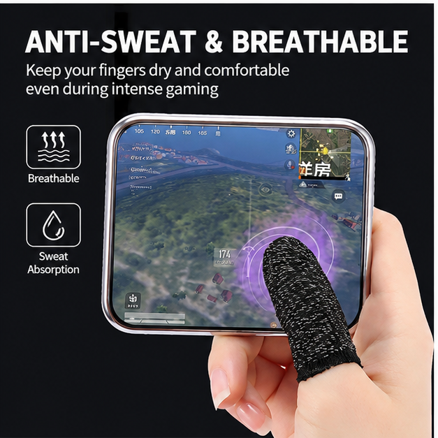 Popular game finger cots, touch screen silver fiber breathable and sweat proof mobile game finger cots