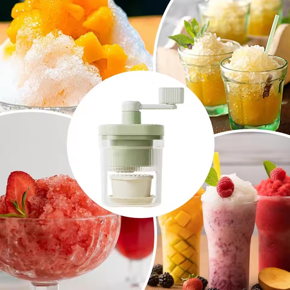 Shaved Ice Machine Small Manual Ice Crusher Home Hand-cranked Machine Making Smoothie Machine Practical Portable Ice Cream Tools