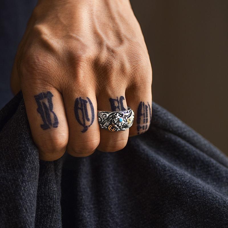 New retro Pixiu ring for men  fashionable  versatile  personalized  retro  domineering  niche design  adjustable opening ring