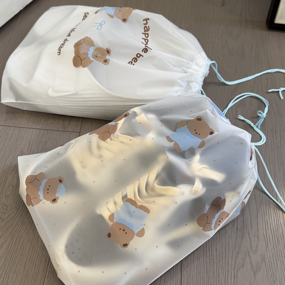 Waterproof Drawstring Storage Bag Cute Bear Dustproof Moistureproof Shoe Bag Clothing Organizer Travel Portable Bag
