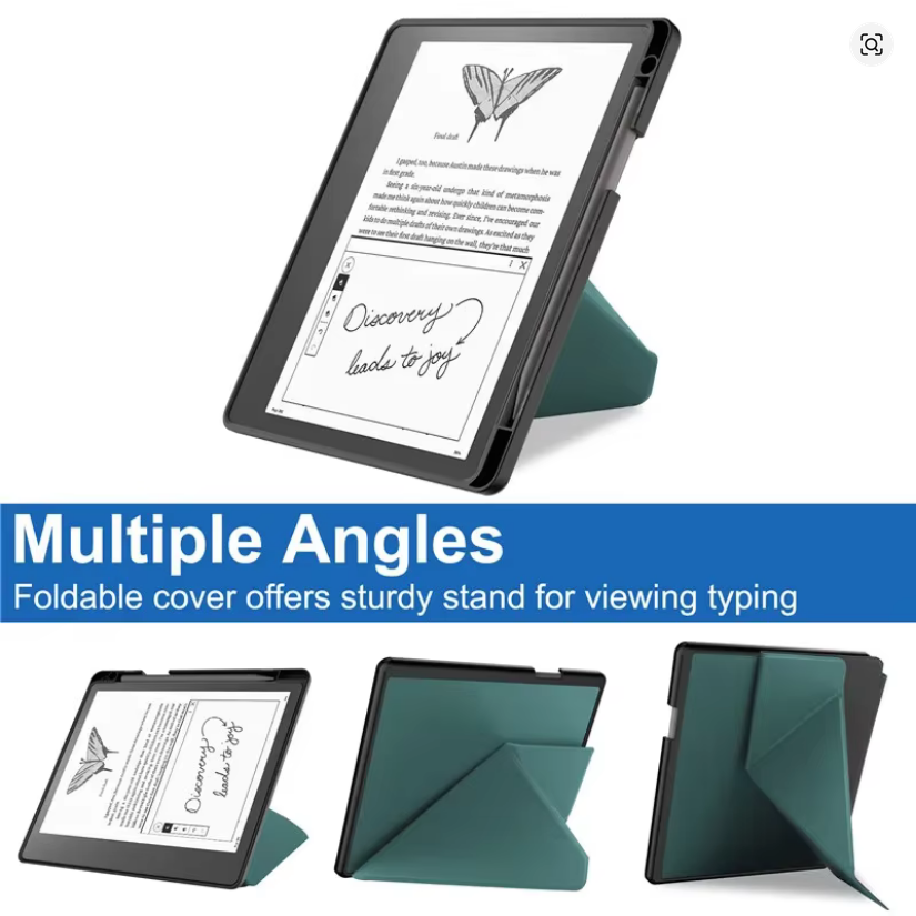 For Kindle Scribe 2024 Case 10.2 inch PU Leather Multi-folding Stand Smart Auto Wake Sleep Ebook Cover Funda with Pencil Holder