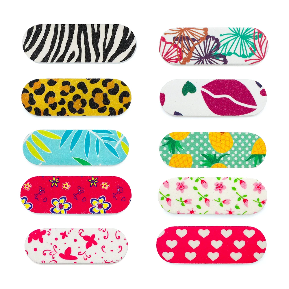 10pcs Nail Files Double Sided Boards Mini Fingernail Files Colorful Sanding Block Gel Polishing Foam Manicure Pedicure Tool