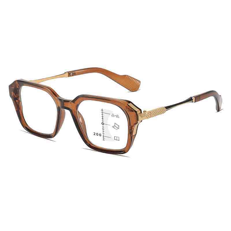 2026 Retro Square-Frame Multifocal Presbyopia Glasses Classic Thick Large-Frame Blue Light-Blocking Glasses with Plus Diopters