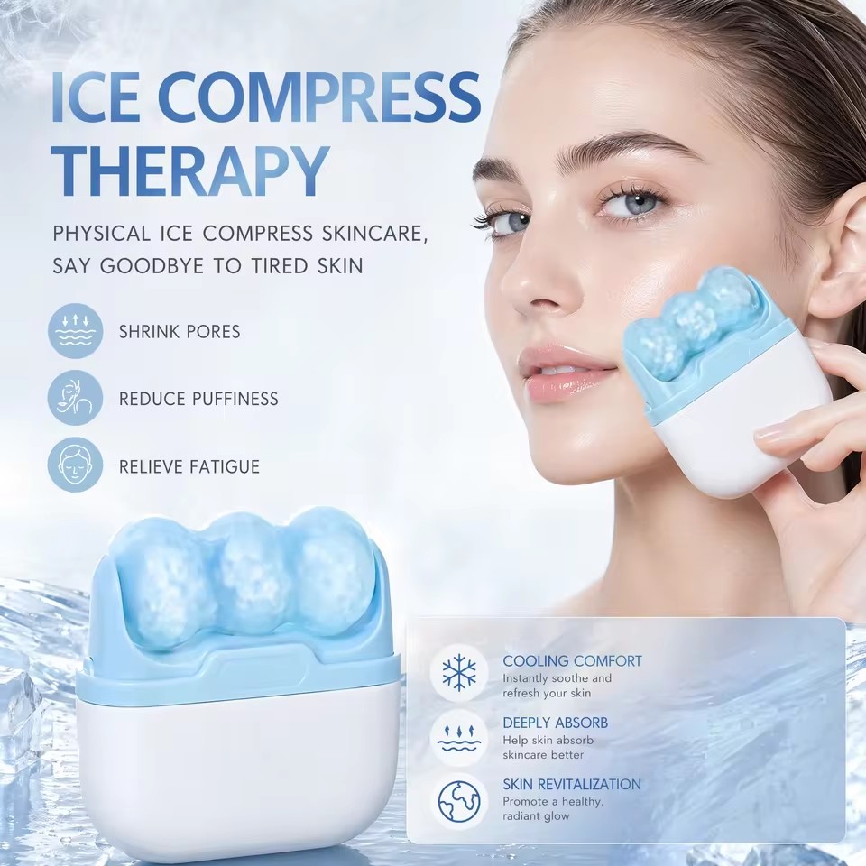 Double Head Ice Roller for Face Blue Pink Purple Green Reusable Beauty Skin Lifting Tool Skin Tightening W/V Shaped