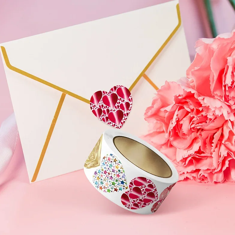 500pcs 1inch Red Heart Stickers for Valentine's Day Baking Packaging Sticker Envelope Seals Love Decorative Sticker