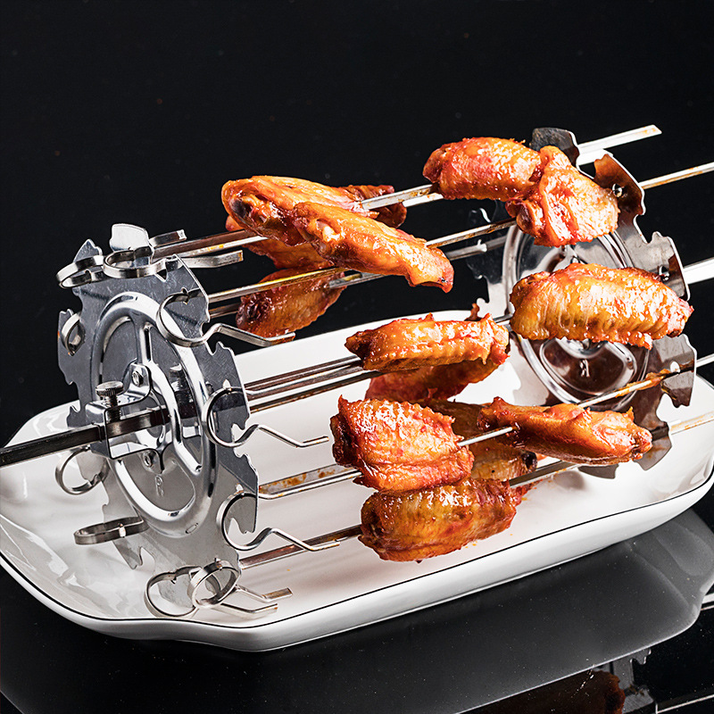 BBQ Grill Oven Meat Kebab Rack Easy Flip Grill Kebab Maker for Home Party Cooking Picnic BBQ NonStick Roaster Skewer Needle Cage