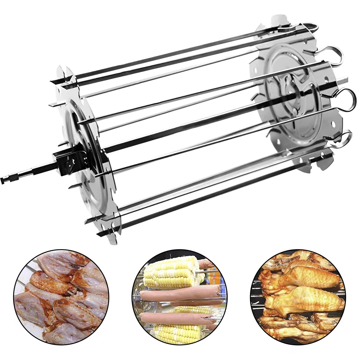 BBQ Grill Oven Meat Kebab Rack Easy Flip Grill Kebab Maker for Home Party Cooking Picnic BBQ NonStick Roaster Skewer Needle Cage