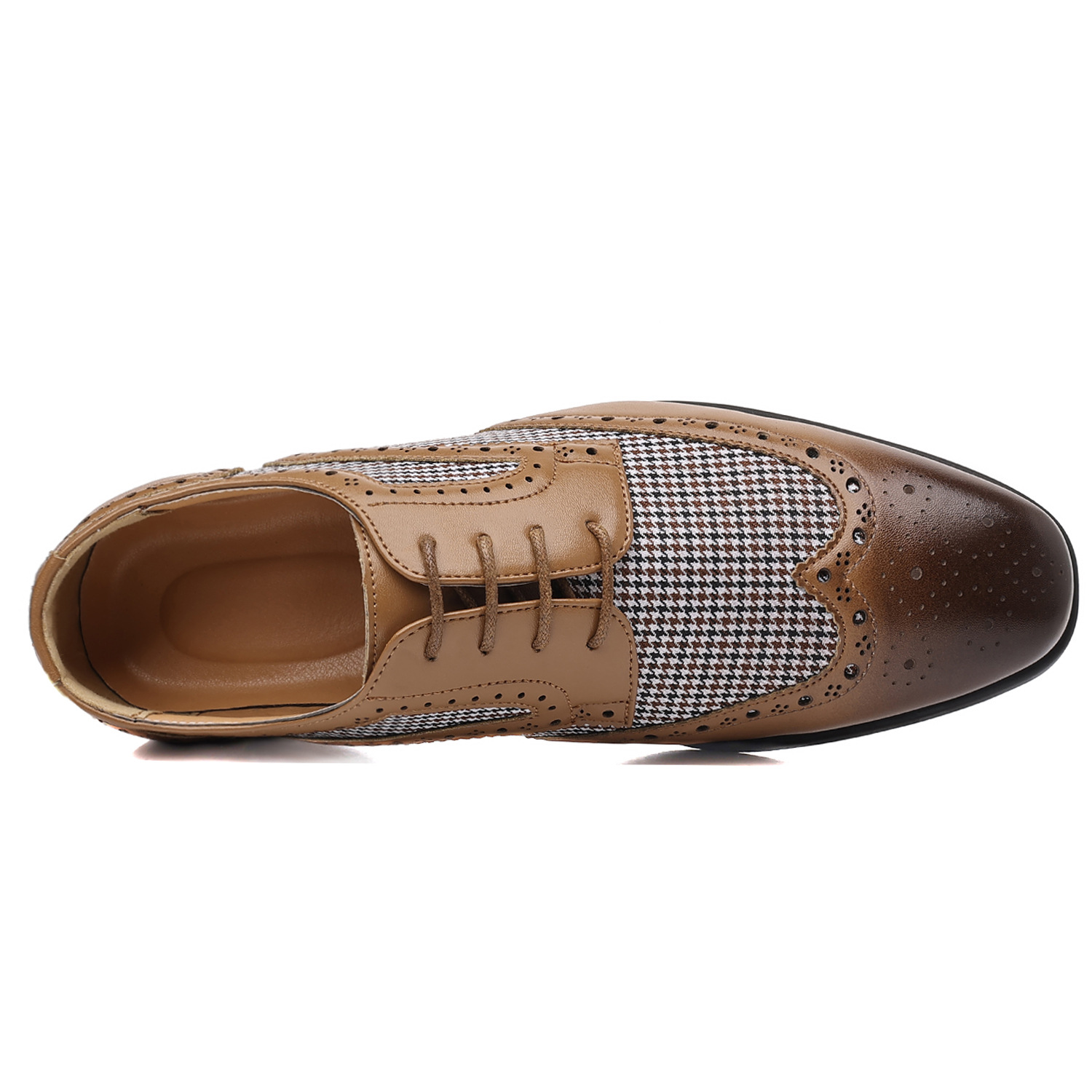 Men's shoes autumn new style leather shoes with block fabric matching men's shoes