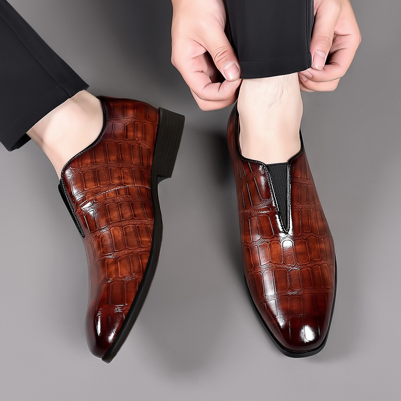 New men's shoes for spring and autumn casual single shoes with stone pattern toe covers and loafers