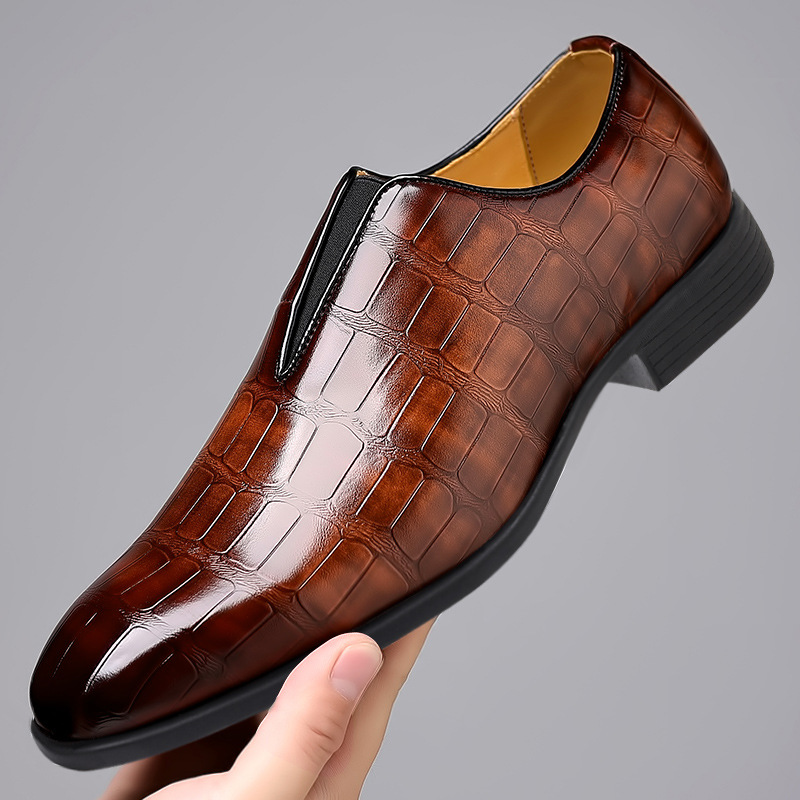 New men's shoes for spring and autumn casual single shoes with stone pattern toe covers and loafers