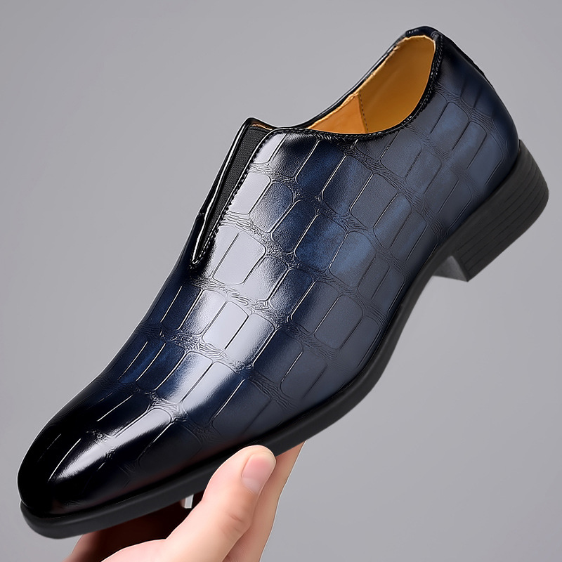 New men's shoes for spring and autumn casual single shoes with stone pattern toe covers and loafers