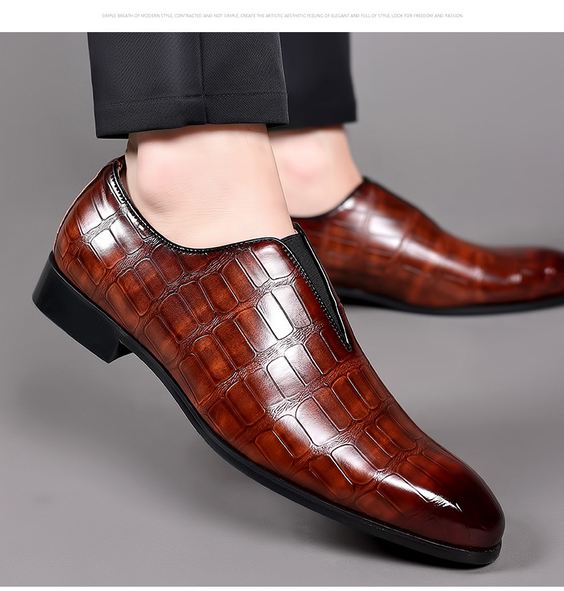 New men's shoes for spring and autumn casual single shoes with stone pattern toe covers and loafers