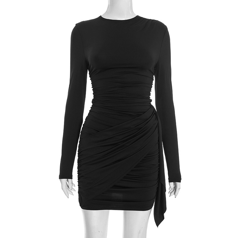 Fashion Women Short Wrap High Waisted Mini Winter Dress Outfits Sexy Night Club Party Evening Long Sleeve Dress