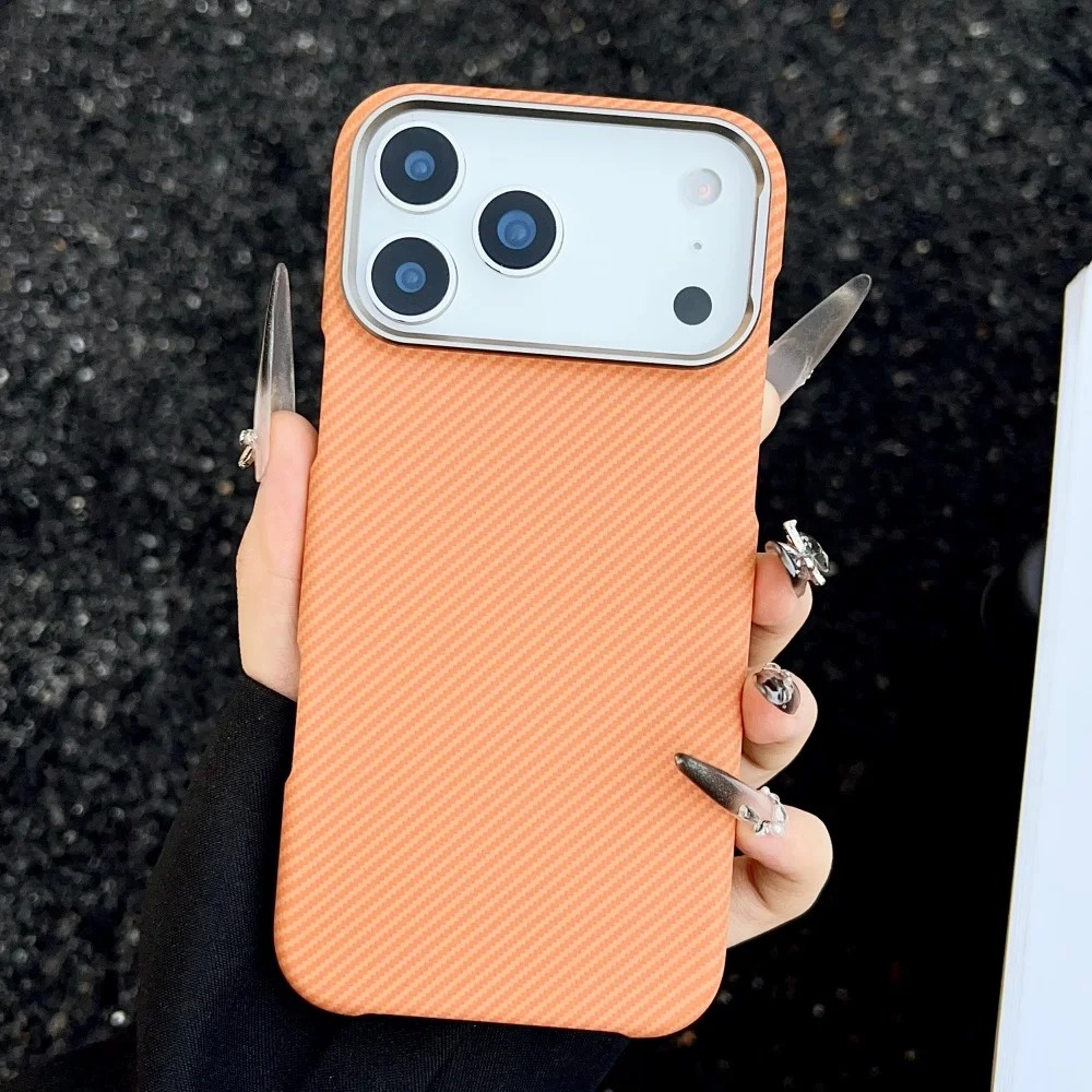 Premium Carbon Fiber iPhone Case - Metal Frame Hard Cover for iPhone 17/16/15/14/13 Pro Max