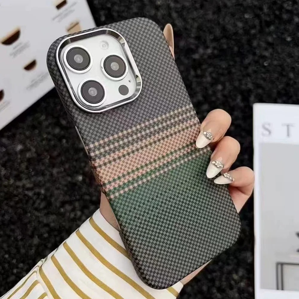 Premium Carbon Fiber iPhone Case - Metal Frame Hard Cover for iPhone 17/16/15/14/13 Pro Max
