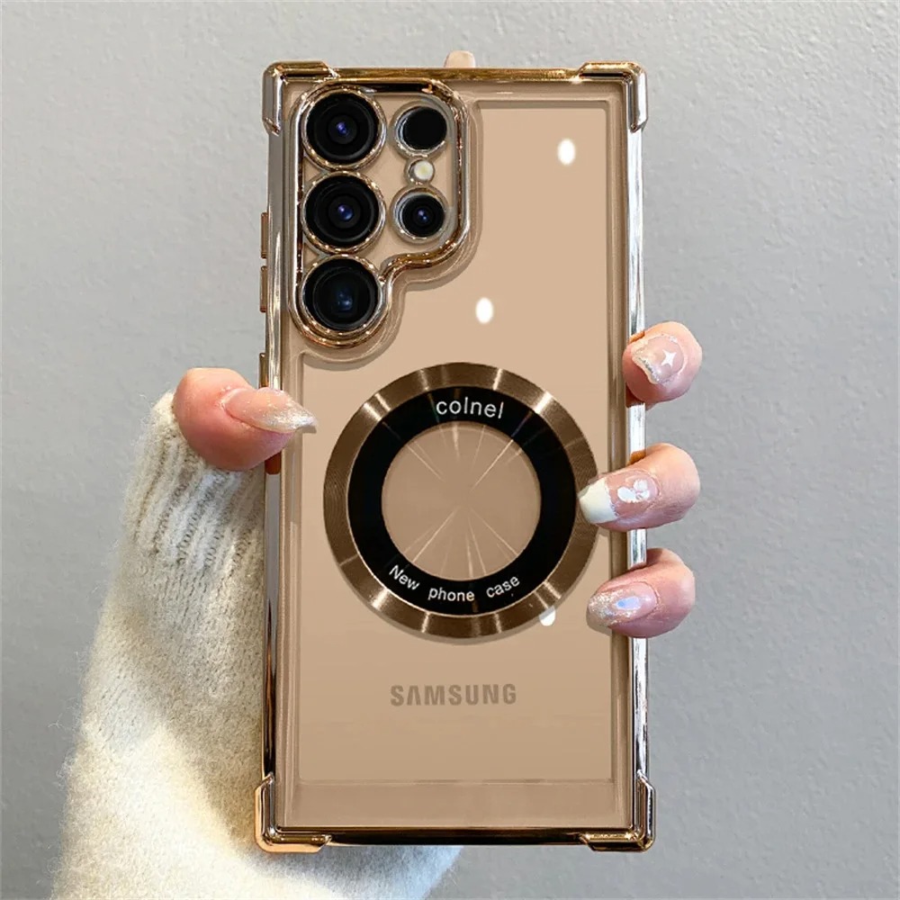 Magnetic Wireless Charging Case for Samsung S24/S23/S22 - Clear Lens Protection