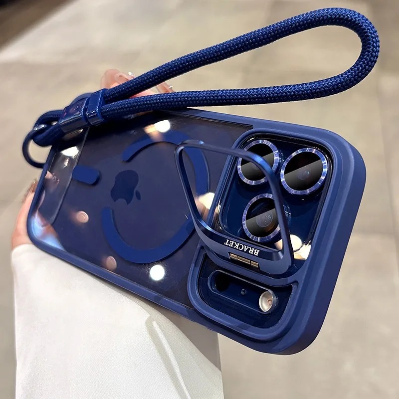 iPhone 17/16/15 Pro Max MagSafe Case with Wrist Strap & Camera Stand