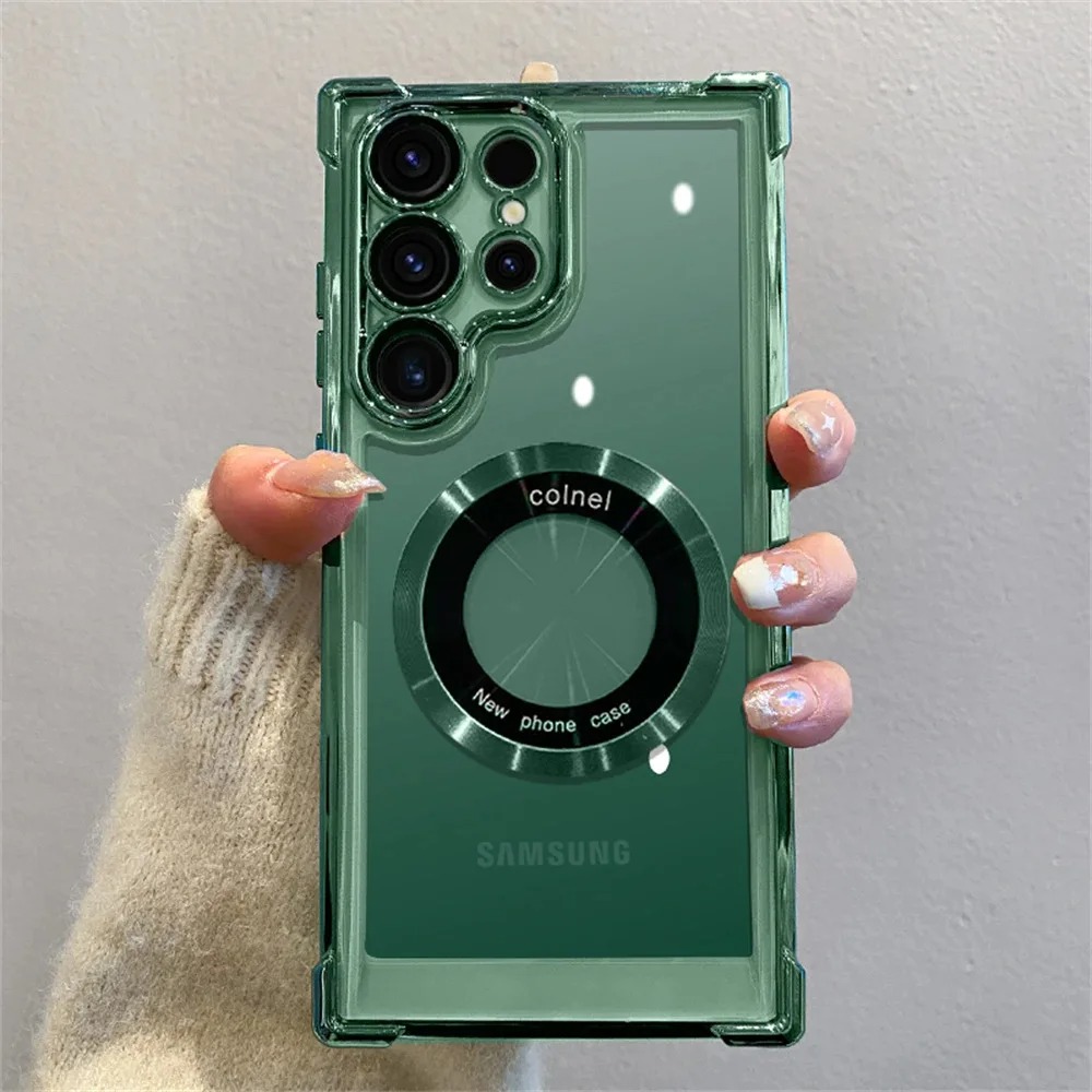 Magnetic Wireless Charging Case for Samsung S24/S23/S22 - Clear Lens Protection