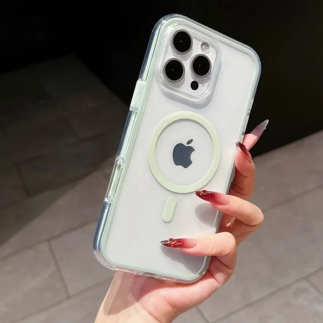 For iPhone 16 Pro Max Luxury Magsafe Magnetic Transparent TPU Frame Phone Case For iPhone 11 12 13 1